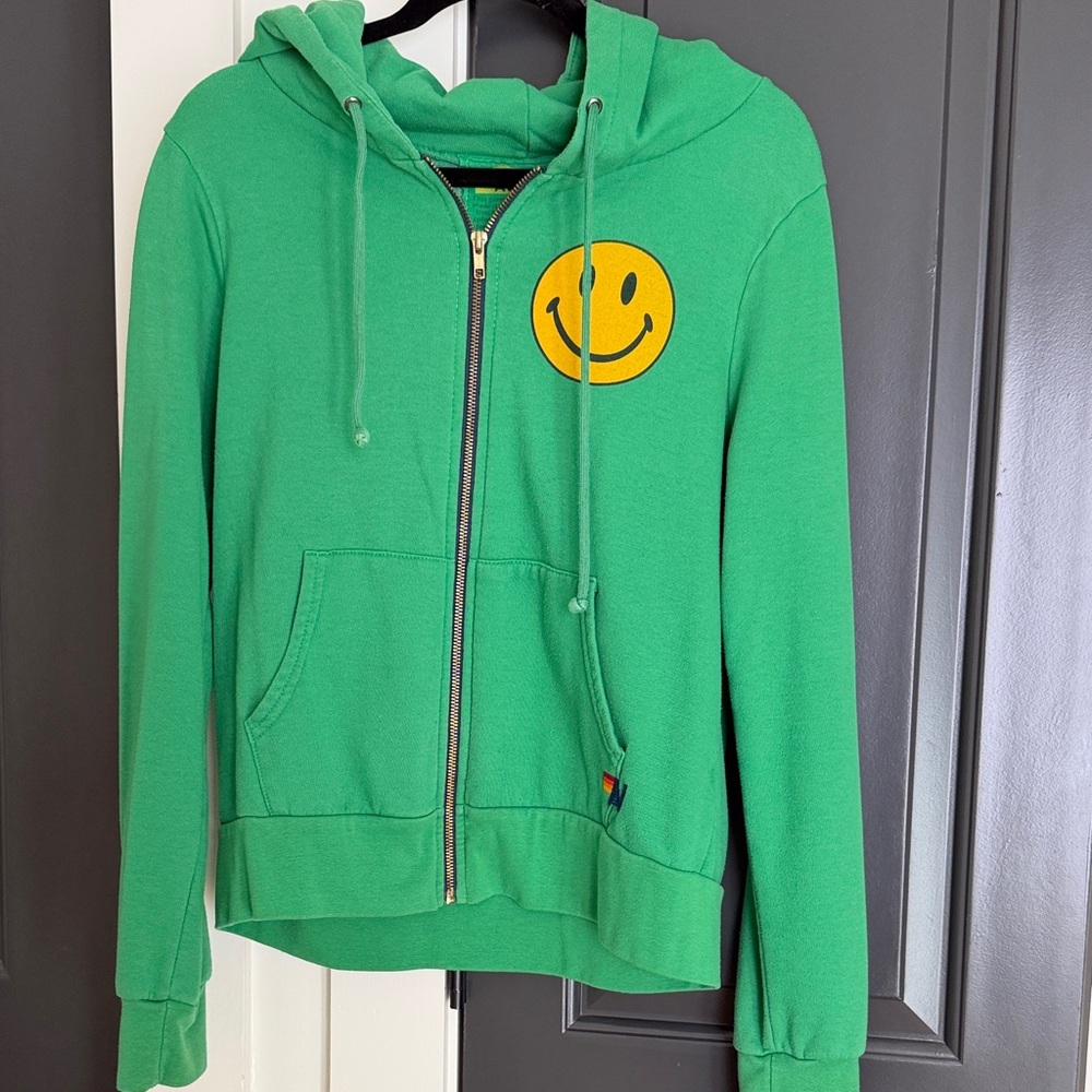 Aviator Nation Zip Up Smiley Hoodie